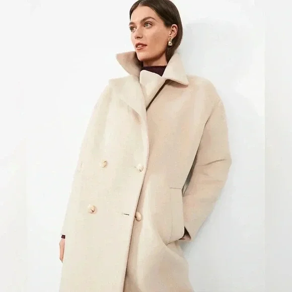 Ann Taylor Cocoon Coat Double Breasted Relaxed Oversized Small - Picture 12 of 12